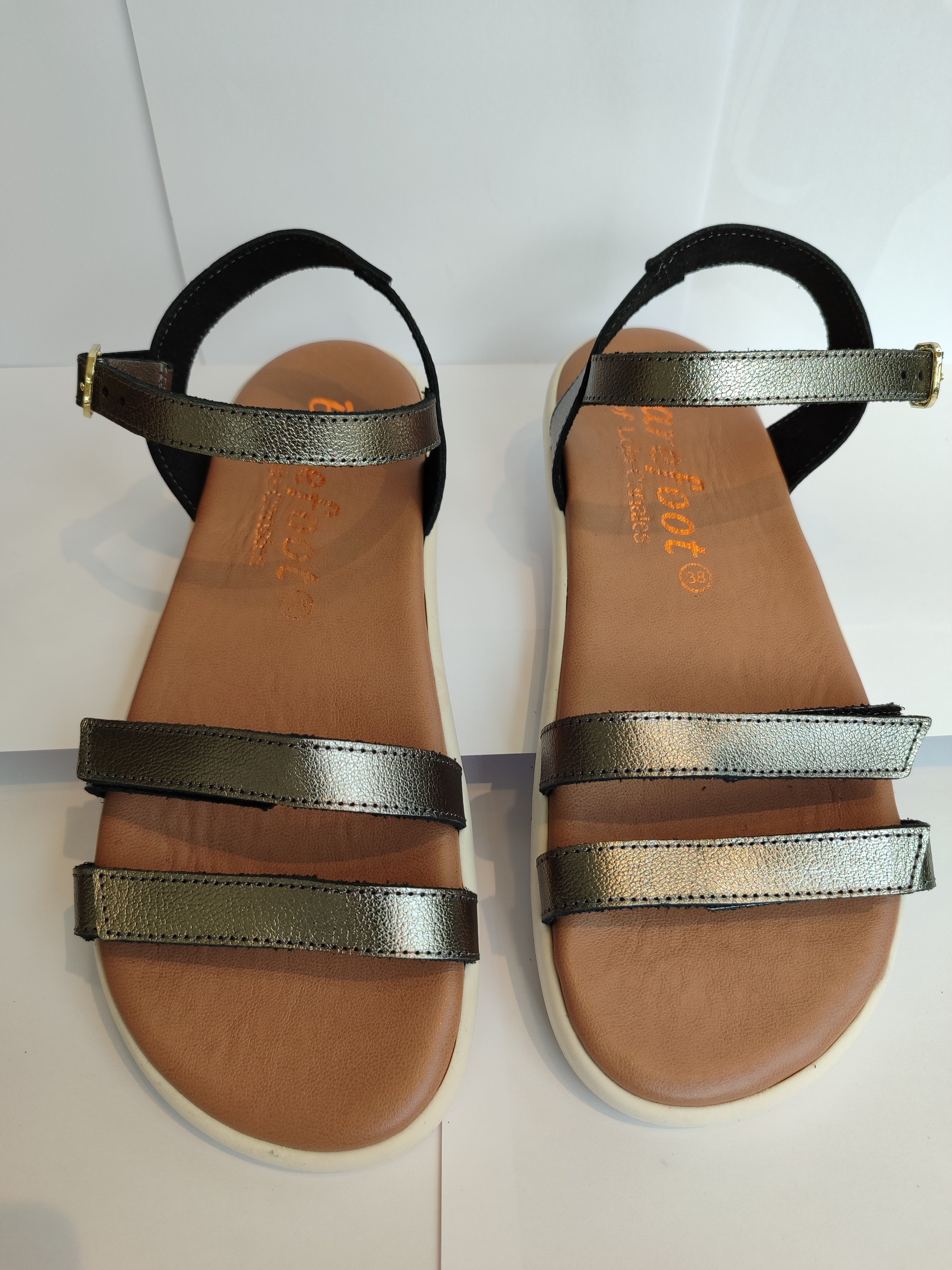 Sandalia de transicion Caprone Plomo 2 velcros - Ohana Barefoot