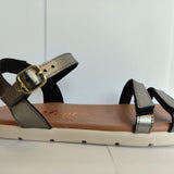 Sandalia de transicion Caprone Plomo 2 velcros - Ohana Barefoot