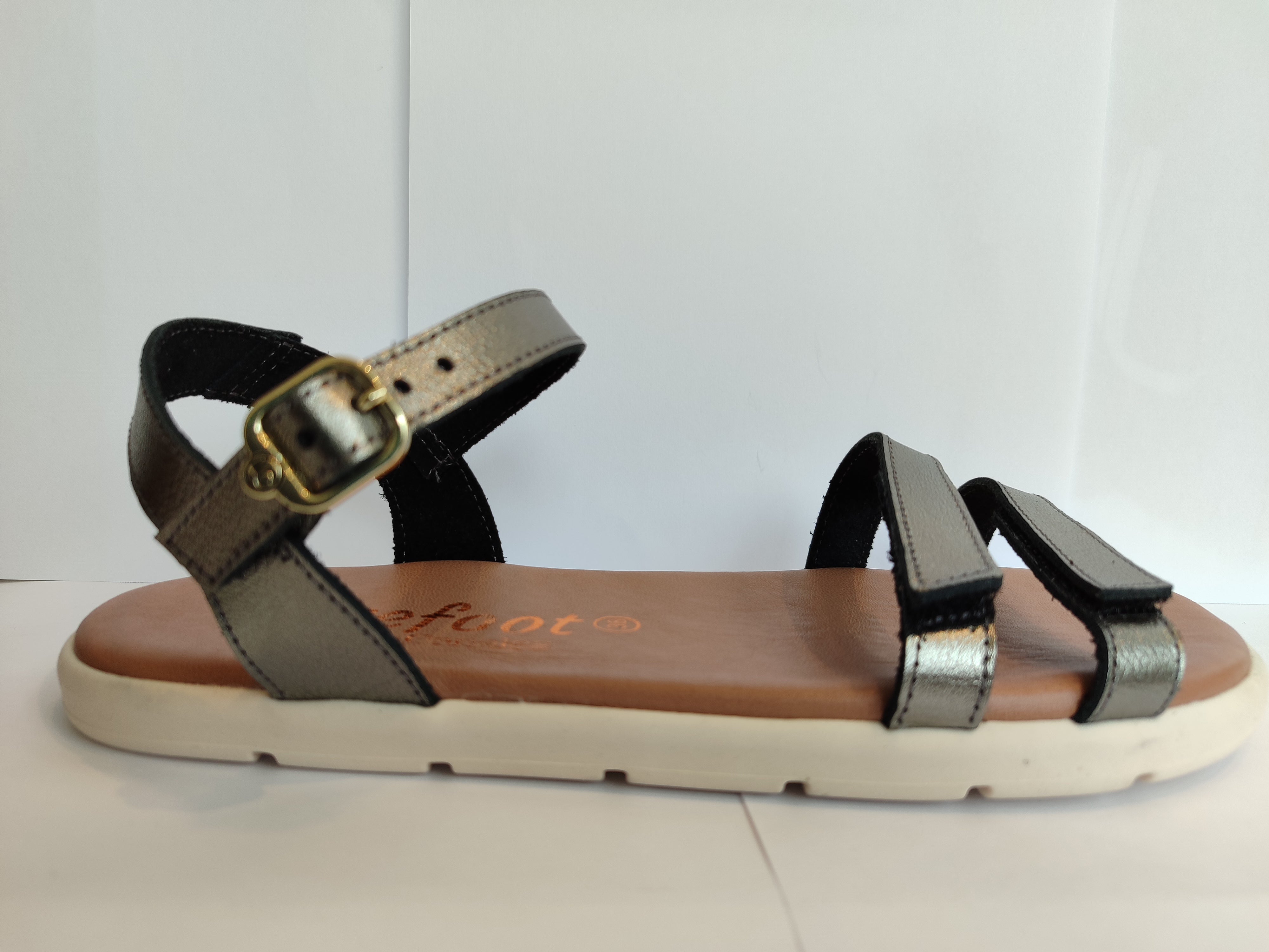 Sandalia de transicion Caprone Plomo 2 velcros - Ohana Barefoot