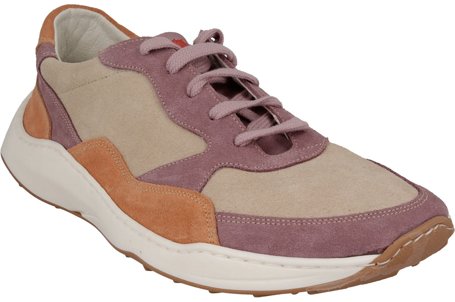 Deportiva respetuosa ADN serraje rosa/crudo/naranja - Ohana Barefoot