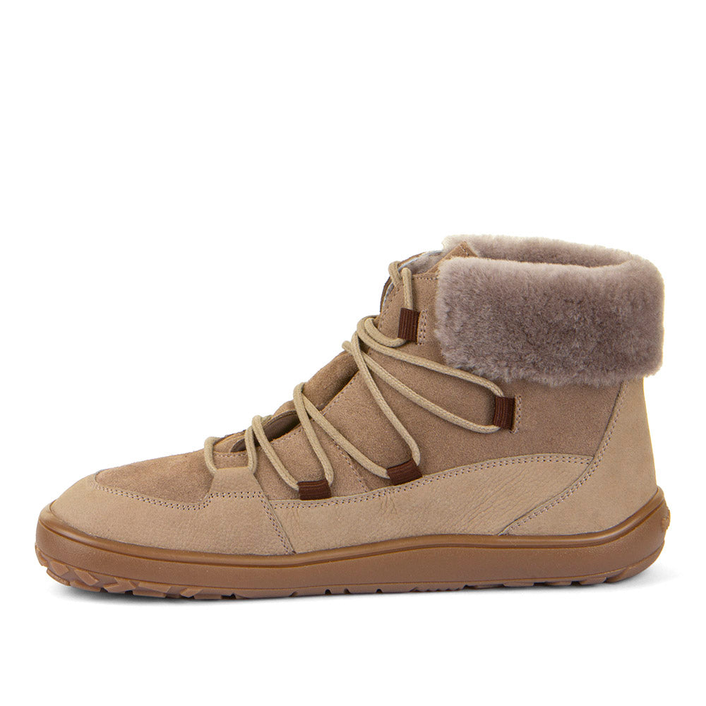 Bota barefoot Furry W Up Taupe con membrana TEX - Ohana Barefoot