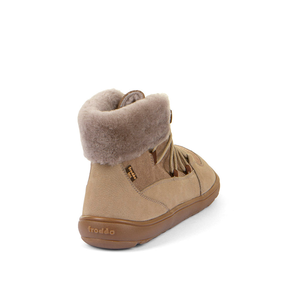 Bota barefoot Furry W Up Taupe con membrana TEX - Ohana Barefoot