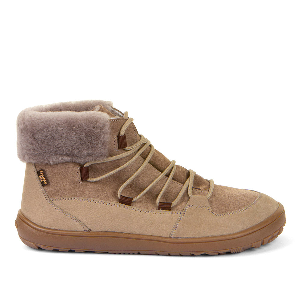 Bota barefoot Furry W Up Taupe con membrana TEX - Ohana Barefoot