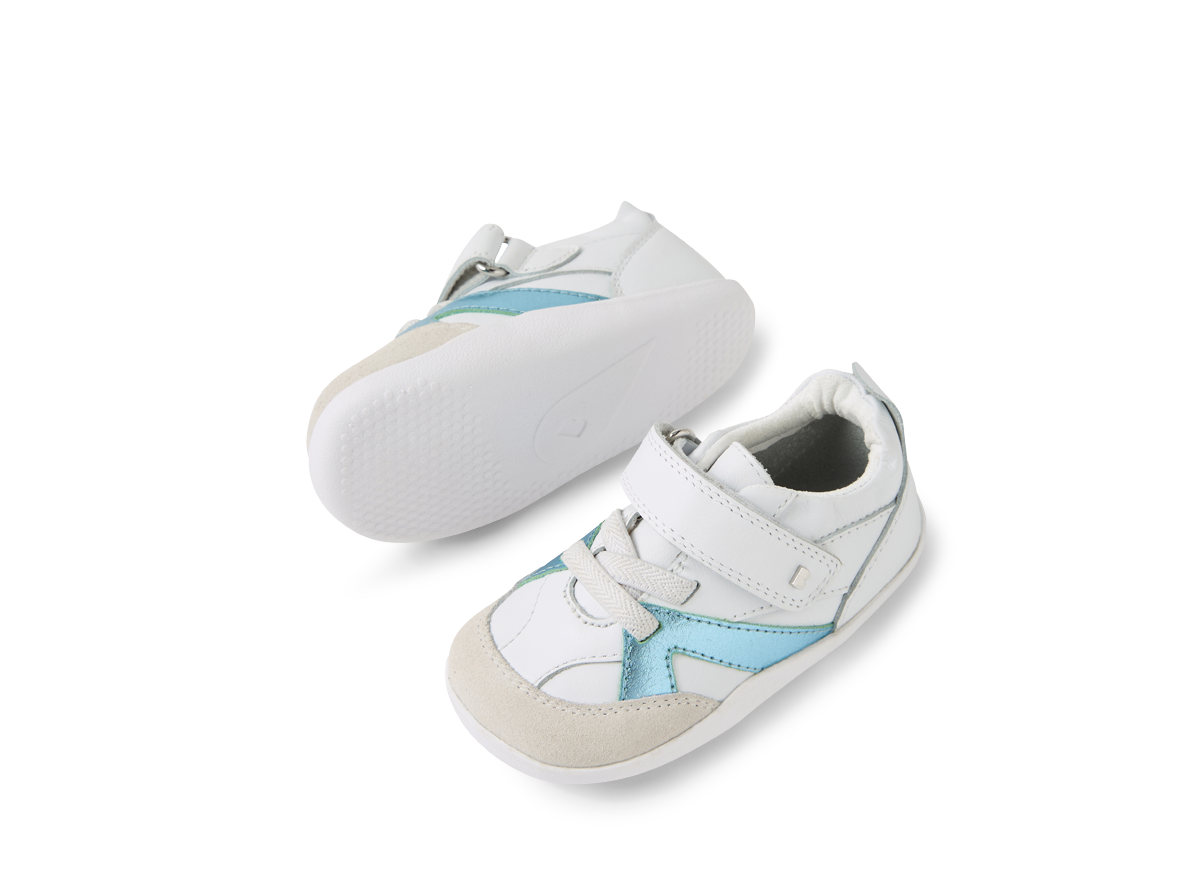 Zapatilla respetuosa primeros pasos Chase White-Jelly mint - Ohana Barefoot