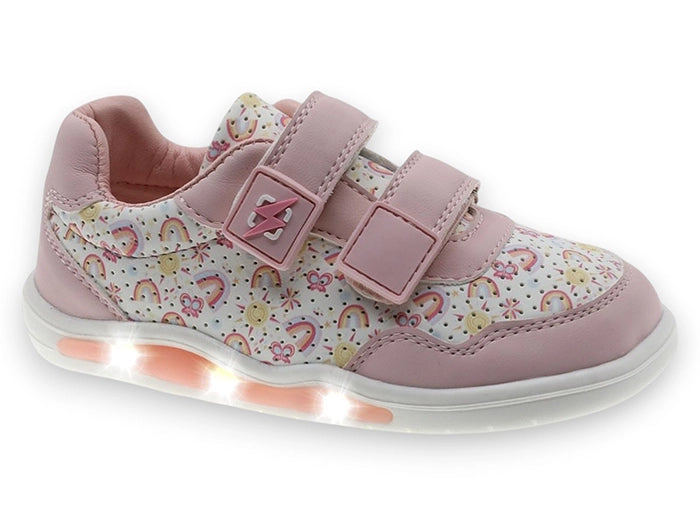 Deportiva respetuosa con luces rosa con arcoiris - Ohana Barefoot