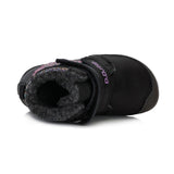 Bota respetuosa con suela fluorescente y borreguito en negro con detalles en Plata/Rosa