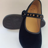 Merceditas barefoot de terciopelo Negro con hebilla y ojales