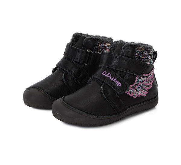 BOTAS NEGRAS RESPETUOSAS CON DETALLES EN ROSA, SUELA FLUORESCENTE Y BORREGUITO-D.D.STEP - Imagen 2