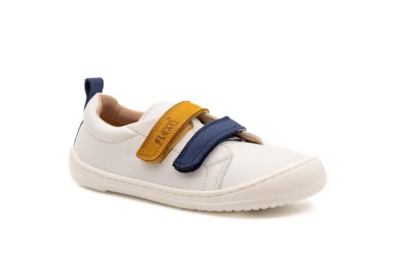 DEPORTIVA DE MICROFIBRA VEGANA BLANCO CON VELCROS NAVY / MOSTAZA- FLEXYNENS