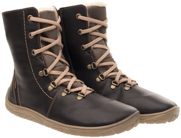 BOTA RESPETUOSA BAREFOOT FARE BARE MARRON CON BORREGUITO Y MEMBRANA IMPERMEABLE