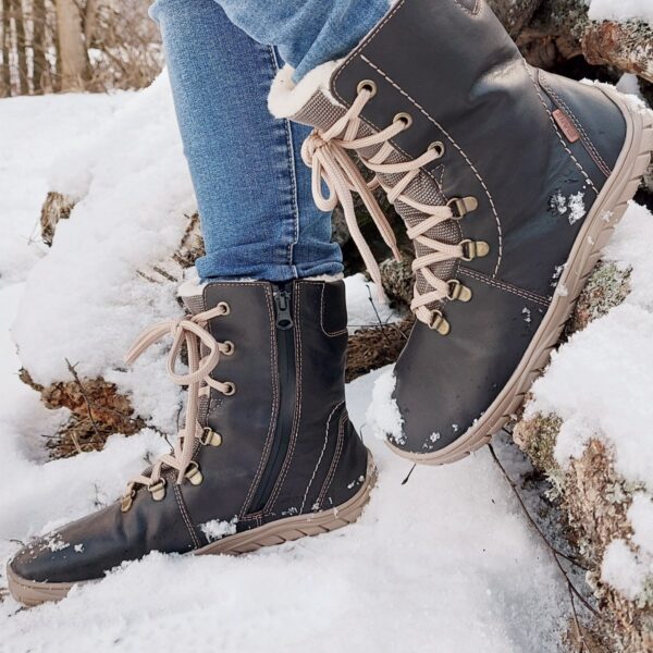 BOTA RESPETUOSA BAREFOOT FARE BARE MARRON CON BORREGUITO Y MEMBRANA IMPERMEABLE - Imagen 6