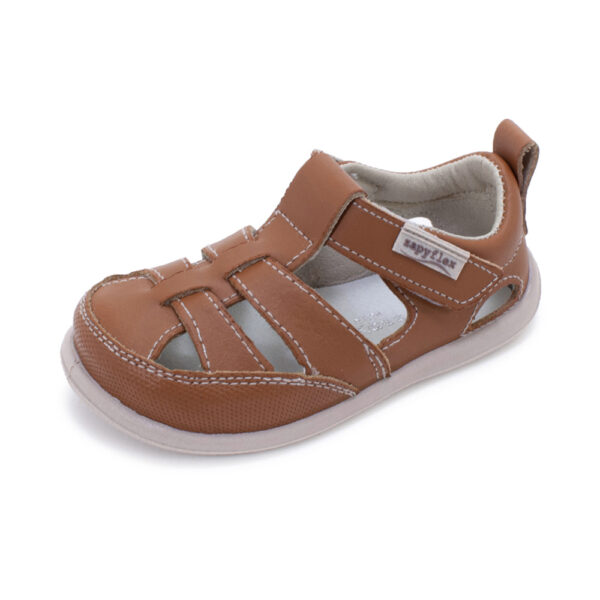 SANDALIA RESPETUOSA DE PIEL ZAPYFLEX CAMEL 3 TIRAS