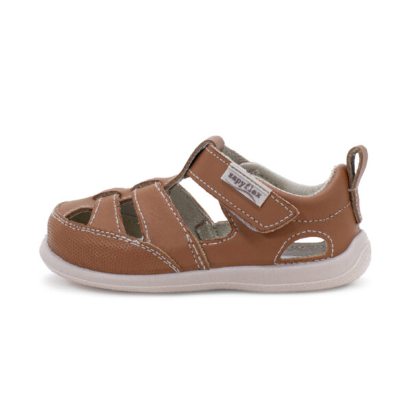 SANDALIA RESPETUOSA DE PIEL ZAPYFLEX CAMEL 3 TIRAS - Imagen 2